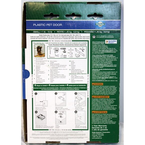 PetSafe Plastic Pet Door Small Cat Dog Paintable Flap 2" Thick Doors Install - Picture 4 of 7